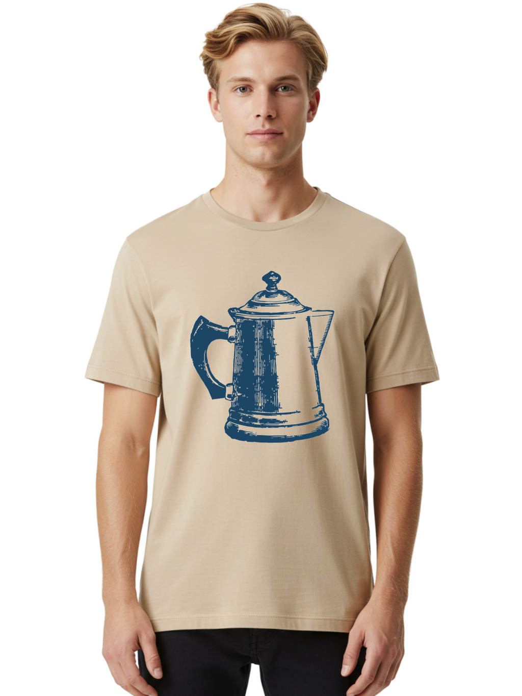 Kettle Men'S Graphic Tee, 100% Cotton, Comfortable Casual Summer Wear, Machine Washable, Coffee Pot, Coffee Maker, Vintage Kitchenware, Coffee Brewing, Metal Coffee Pot, Retro Appliance, Coffee Equipment Aae430