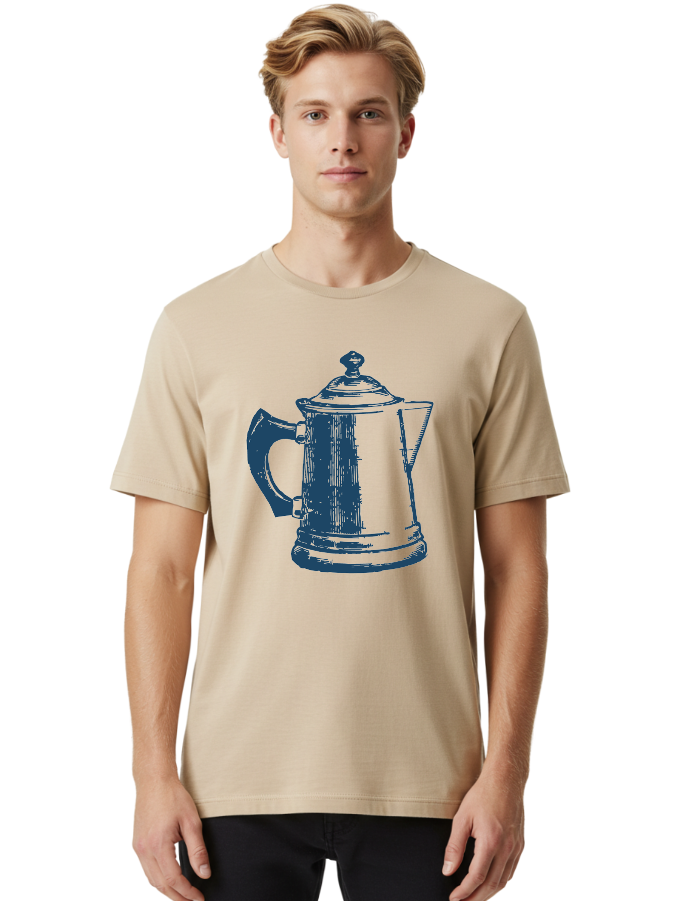 Kettle Men'S Graphic Tee, 100% Cotton, Comfortable Casual Summer Wear, Machine Washable, Coffee Pot, Coffee Maker, Vintage Kitchenware, Coffee Brewing, Metal Coffee Pot, Retro Appliance, Coffee Equipment Aae430