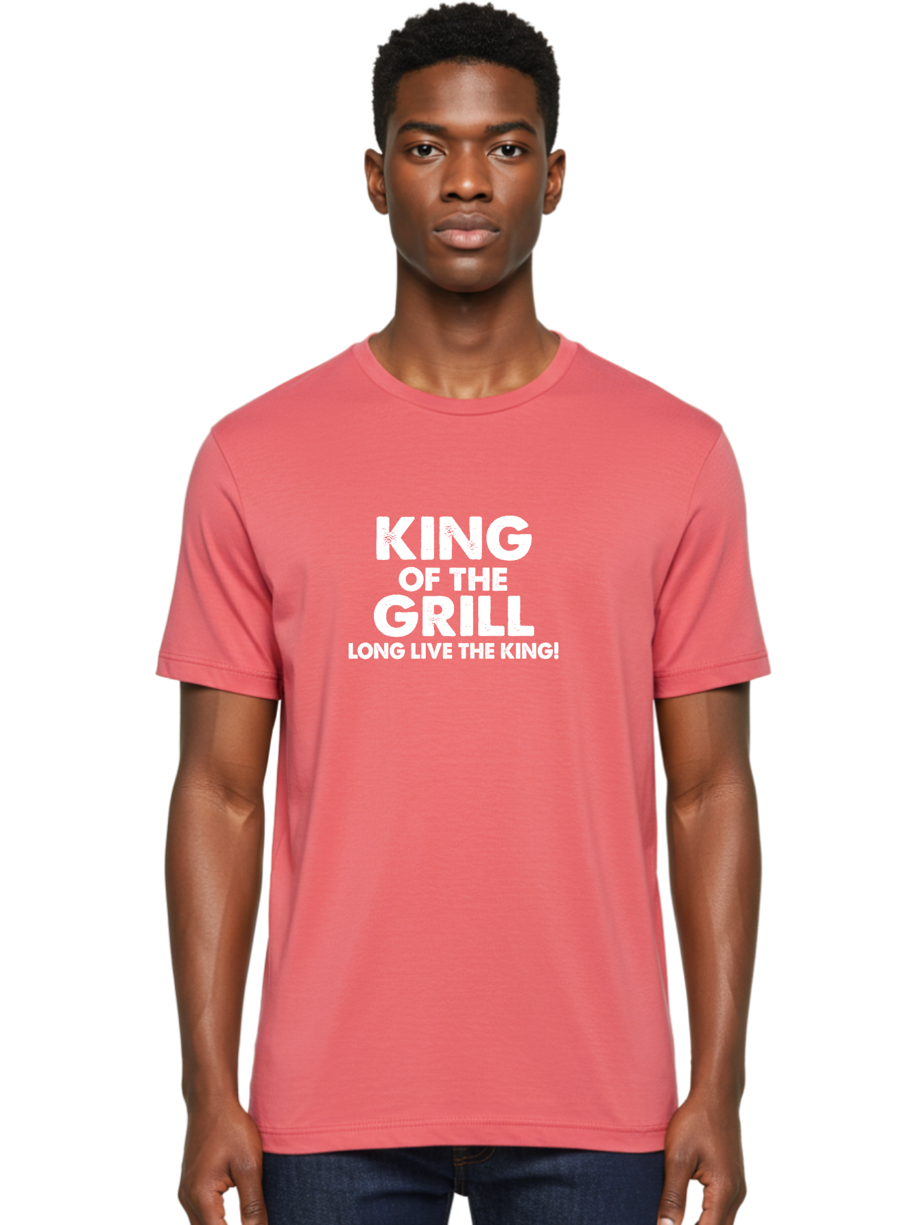 King Of The Grill Men'S Graphic Tee, 100% Cotton, Comfortable Casual Summer Wear, Machine Washable, Barbecue King, Grill Master, Bbq Lover, Outdoor Cooking, Long Live The King, Grill Enthusiast, Barbecue Champion, King Of Bbq Aae433