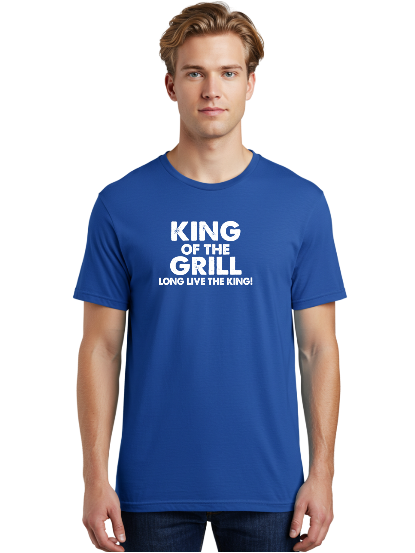 King Of The Grill Men'S Graphic Tee, 100% Cotton, Comfortable Casual Summer Wear, Machine Washable, Barbecue King, Grill Master, Bbq Lover, Outdoor Cooking, Long Live The King, Grill Enthusiast, Barbecue Champion, King Of Bbq Aae433