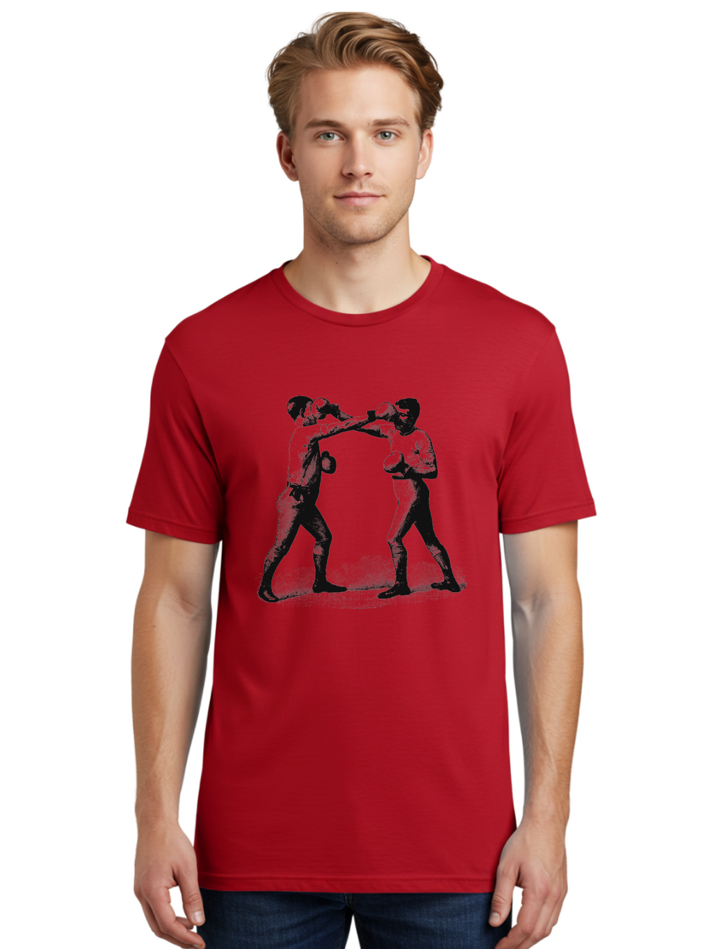 Knockline Men'S Graphic Tee, 100% Cotton, Comfortable Casual Summer Wear, Machine Washable, Boxing Fighters, Fighting Stance, Boxing Gloves, Martial Arts, Combat Sports, Boxing Techniques, Boxing Ring, Pugilism, Fighter'S Pose, Boxing Action Aae436