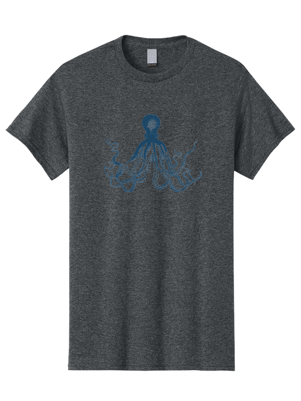 Kraken Octopus Men'S Graphic Tee, 100% Cotton, Comfortable Casual Summer Wear, Machine Washable, Octopus Illustration, Dark Blue Octopus, Underwater Creature, Ocean Animal, Sea Life, Squid-Like, Eight Arms, Suckers, Tentacles, Marine Biology Aae438