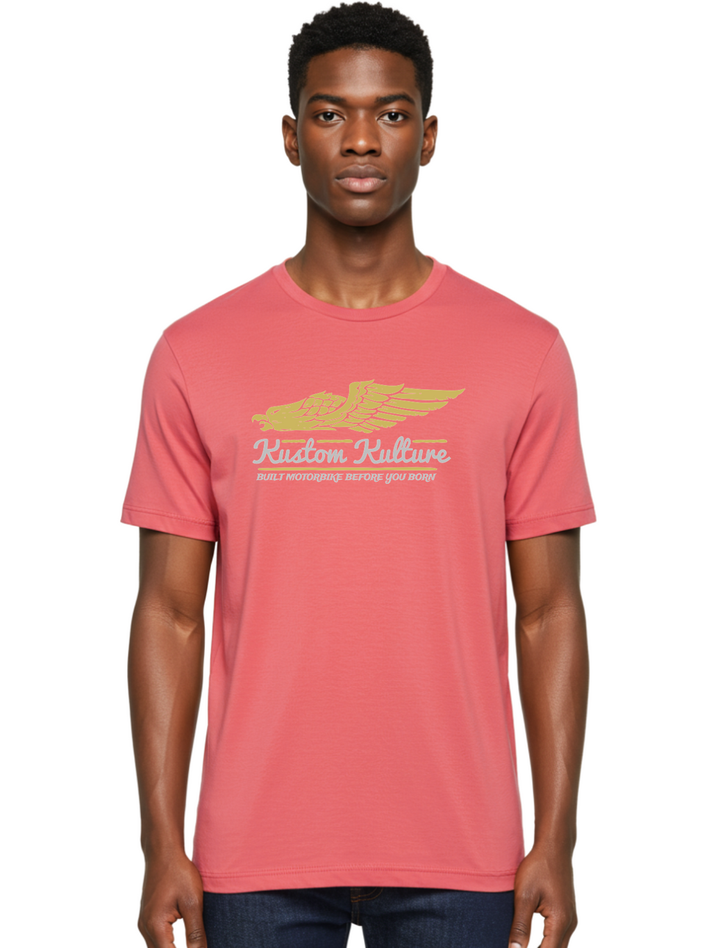 Kustom Kulture Eagle Men'S Graphic Tee, 100% Cotton, Comfortable Casual Summer Wear, Machine Washable, Eagle Logo, Kustom Kulture, Custom Motorcycle Culture, Motorbike Enthusiasts, Built Motorbike Before You Born, Vintage Motorcycle, Aae439