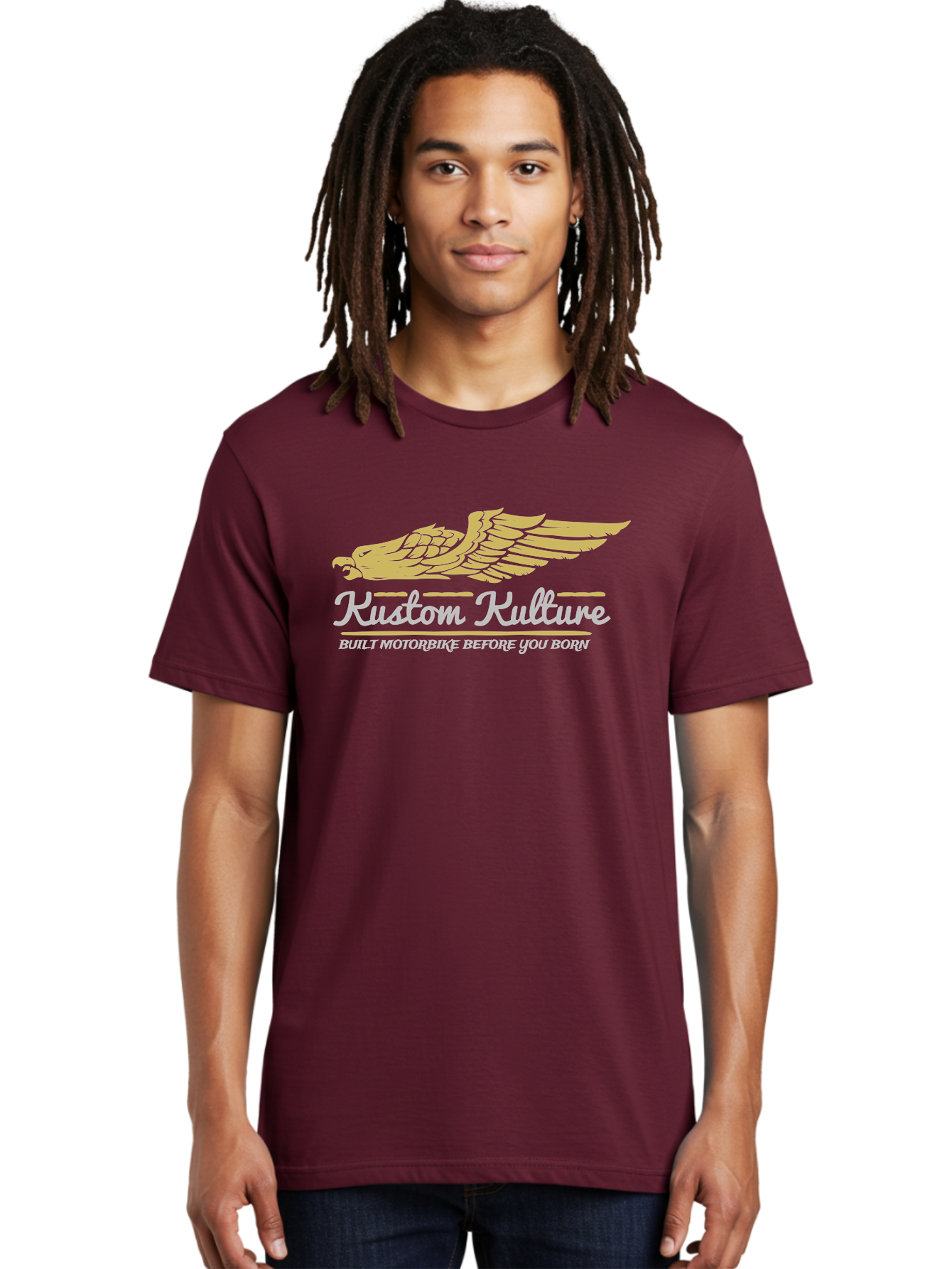 Kustom Kulture Eagle Men'S Graphic Tee, 100% Cotton, Comfortable Casual Summer Wear, Machine Washable, Eagle Logo, Kustom Kulture, Custom Motorcycle Culture, Motorbike Enthusiasts, Built Motorbike Before You Born, Vintage Motorcycle, Aae439