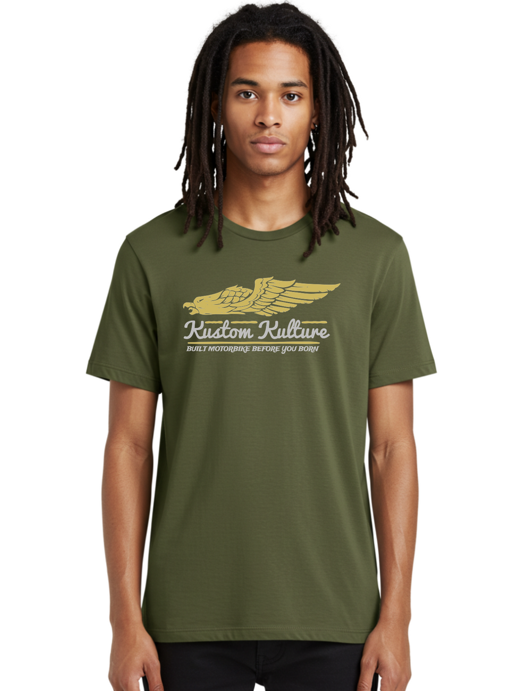 Kustom Kulture Eagle Men'S Graphic Tee, 100% Cotton, Comfortable Casual Summer Wear, Machine Washable, Eagle Logo, Kustom Kulture, Custom Motorcycle Culture, Motorbike Enthusiasts, Built Motorbike Before You Born, Vintage Motorcycle, Aae439