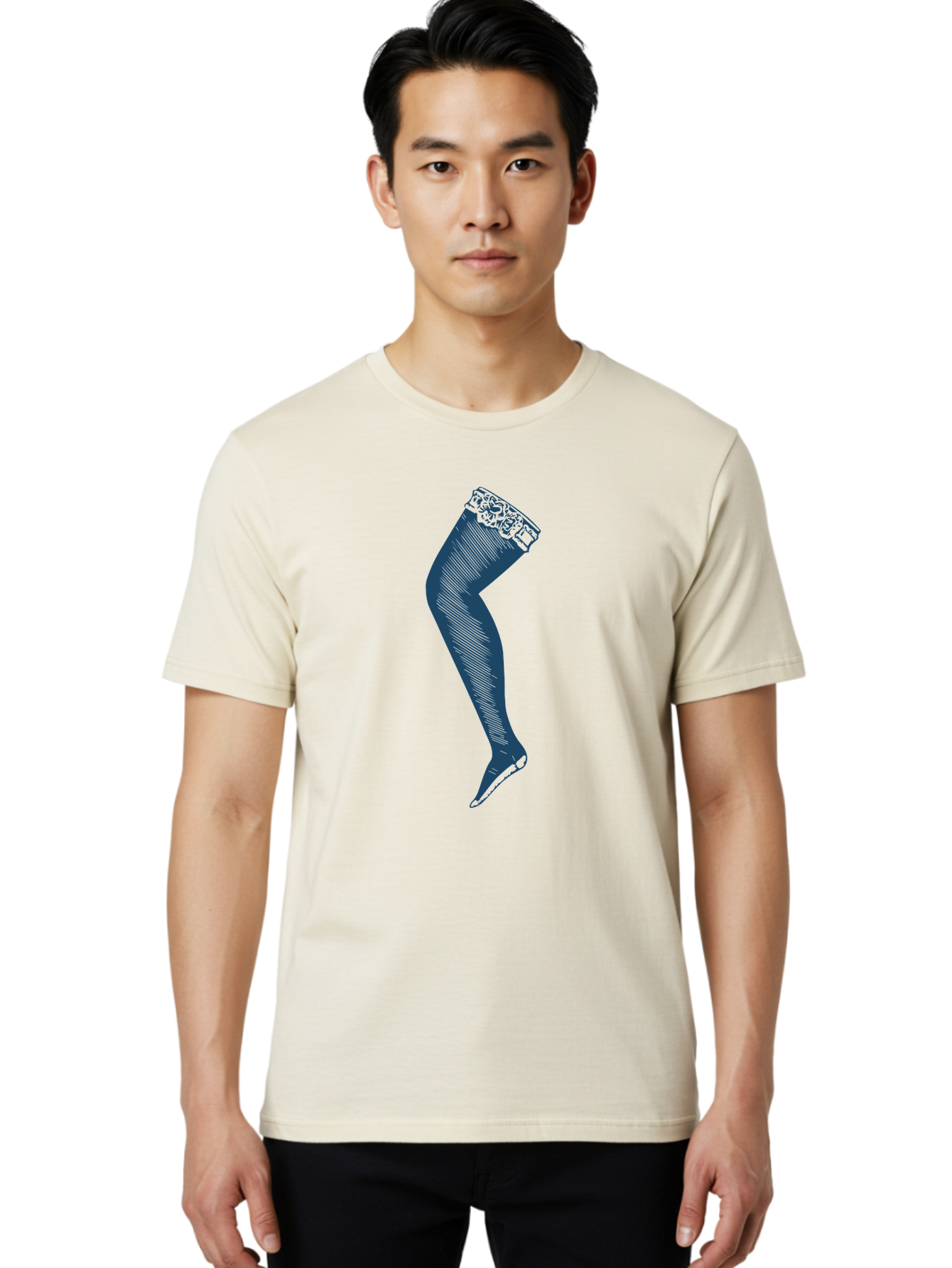 Lace Top Stocking Men'S Graphic Tee, 100% Cotton, Comfortable Casual Summer Wear, Machine Washable, Female Legs, Stockings, Pantyhose, Legwear, Fashion Accessories, Hosiery, Women'S Clothing, Elegant Legs Aae440