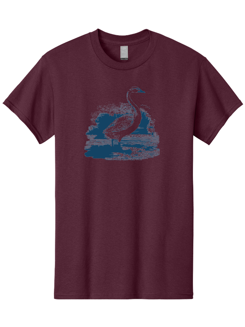 Lakeborn Swan Men'S Graphic Tee, 100% Cotton, Comfortable Casual Summer Wear, Machine Washable, Duck, Waterfowl, Bird Illustration, Graphic Art, Simple Design, Minimalist Style, Monochrome Effect, Wildlife, Nature Aae443