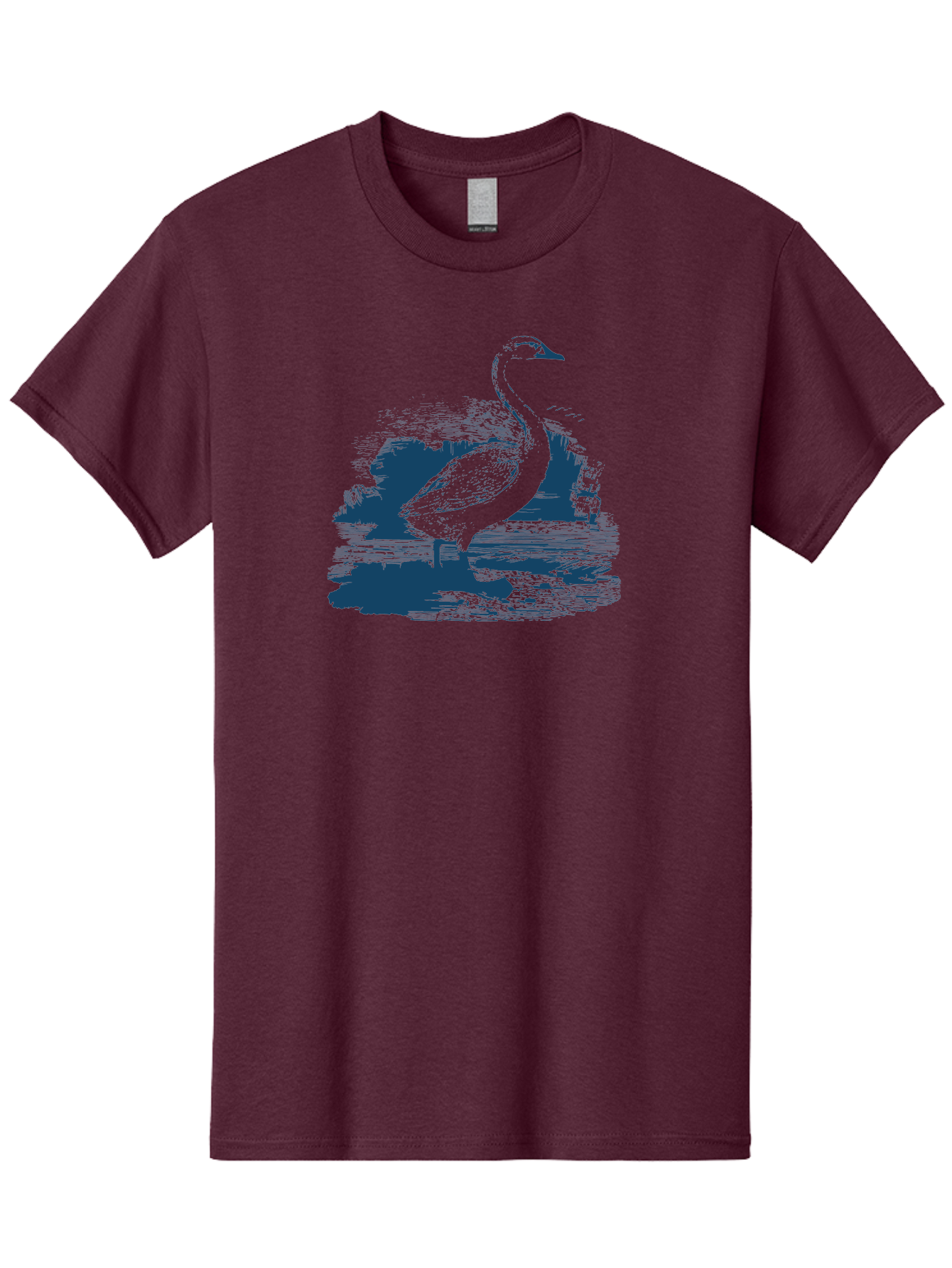 Lakeborn Swan Men'S Graphic Tee, 100% Cotton, Comfortable Casual Summer Wear, Machine Washable, Duck, Waterfowl, Bird Illustration, Graphic Art, Simple Design, Minimalist Style, Monochrome Effect, Wildlife, Nature Aae443