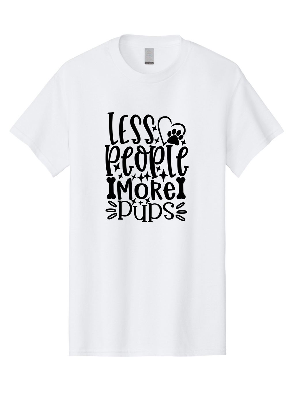 Less People More Pups- Men'S Graphic Tee, 100% Cotton, Comfortable Casual Summer Wear, Machine Washable, Dog Lover Quote, Pet Friendly, Funny Dog Sayings, Dog Owners, Animal Lovers, Heartwarming Quotes, Paw Print, Dog Bones, Love Dogs Aae447