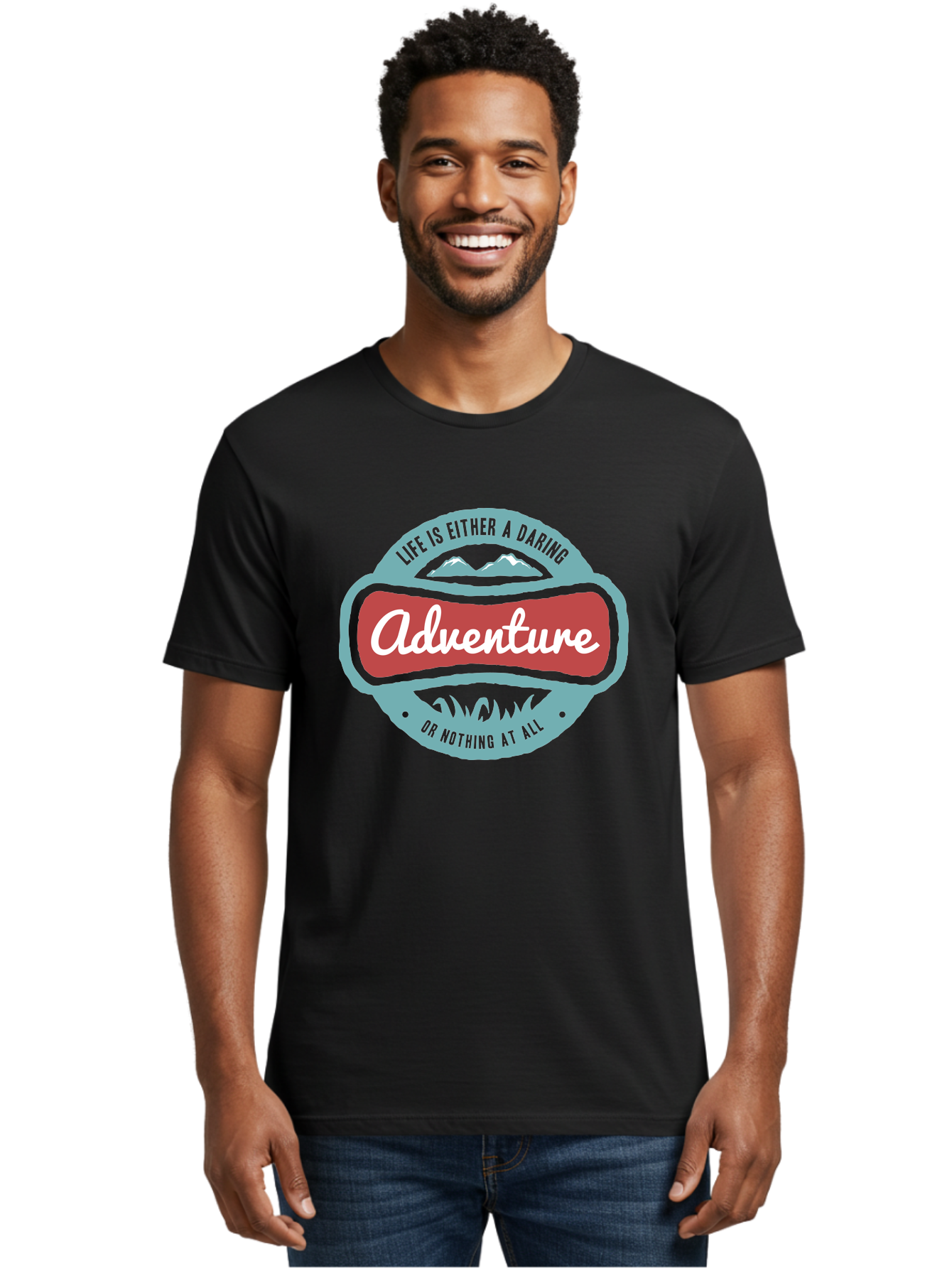 Life Is Adventure Men'S Graphic Tee, 100% Cotton, Comfortable Casual Summer Wear, Machine Washable, Daring Adventure, Outdoor Escapades, Bold Exploration, Nature Getaway, Inspiring Quotes, Motivational Phrases, Travel Adventures, Aae449