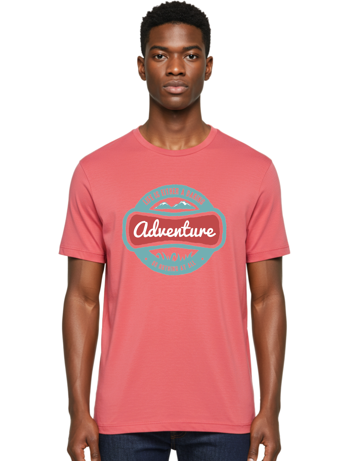 Life Is Adventure Men'S Graphic Tee, 100% Cotton, Comfortable Casual Summer Wear, Machine Washable, Daring Adventure, Outdoor Escapades, Bold Exploration, Nature Getaway, Inspiring Quotes, Motivational Phrases, Travel Adventures, Aae449
