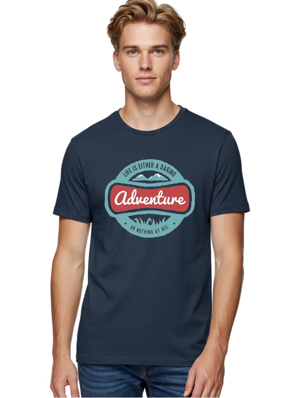 Life Is Adventure Men'S Graphic Tee, 100% Cotton, Comfortable Casual Summer Wear, Machine Washable, Daring Adventure, Outdoor Escapades, Bold Exploration, Nature Getaway, Inspiring Quotes, Motivational Phrases, Travel Adventures, Aae449