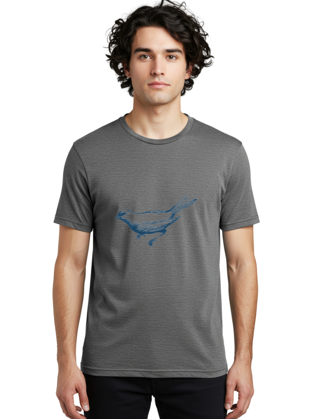 Little Ground Sparrow Men'S Graphic Tee, 100% Cotton, Comfortable Casual Summer Wear, Machine Washable, Sparrow In Flight, Bird Silhouette, Minimalist Design, Simple Shapes, Graphic Illustration, Nature-Inspired Art, Bird Watching, Aae455
