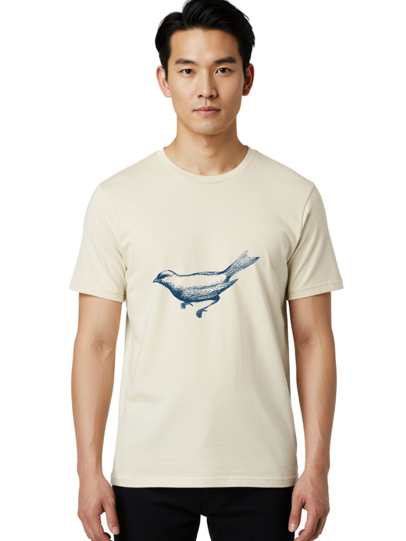Little Ground Sparrow Men'S Graphic Tee, 100% Cotton, Comfortable Casual Summer Wear, Machine Washable, Sparrow In Flight, Bird Silhouette, Minimalist Design, Simple Shapes, Graphic Illustration, Nature-Inspired Art, Bird Watching, Aae455