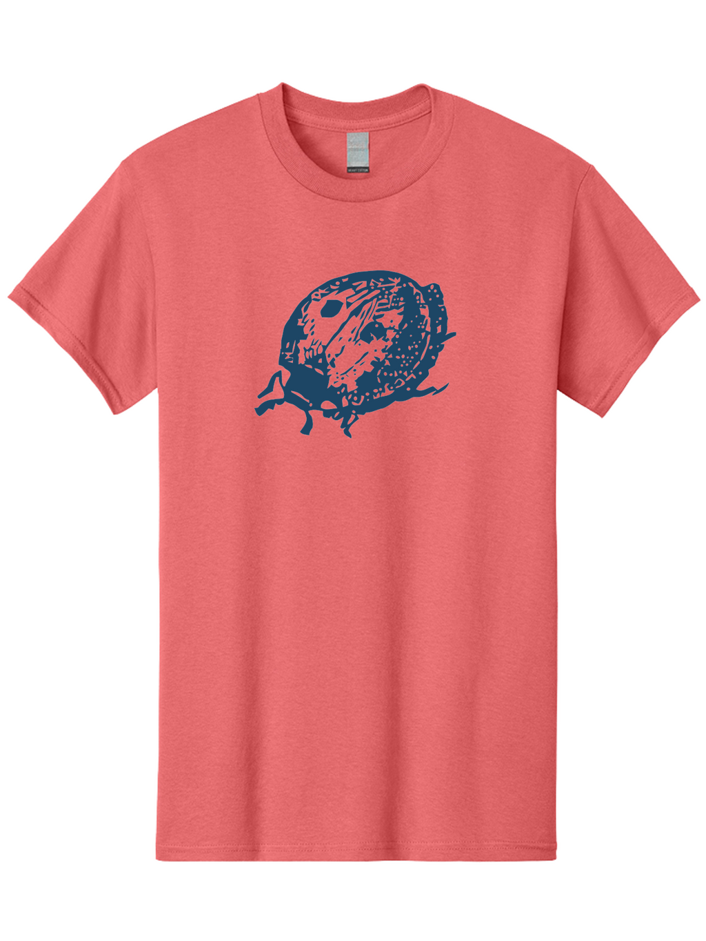 Little-Bug Men'S Graphic Tee, 100% Cotton, Comfortable Casual Summer Wear, Machine Washable, Ladybug Illustration, Insect Art, Beetle Design, Dark Blue Silhouette, Abstract Patterns, Spotted Wings, Abstract Textures, Entomology-Inspired Aae456
