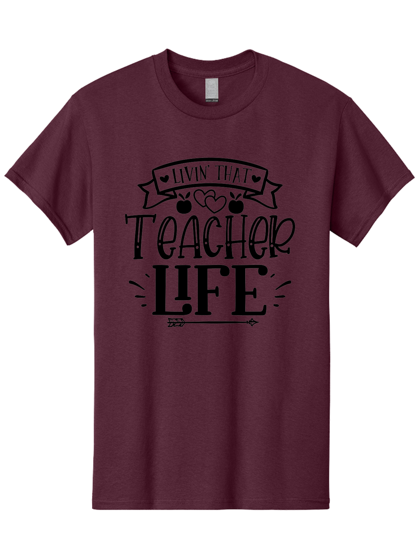 Livin That Teacher Life Men'S Graphic Tee, 100% Cotton, Comfortable Casual Summer Wear, Machine Washable, Teacher Life, Teaching Profession, Educator Lifestyle, Apple Hearts, Inspirational Quote, Motivational Saying, Teacher Apparel, Aae459