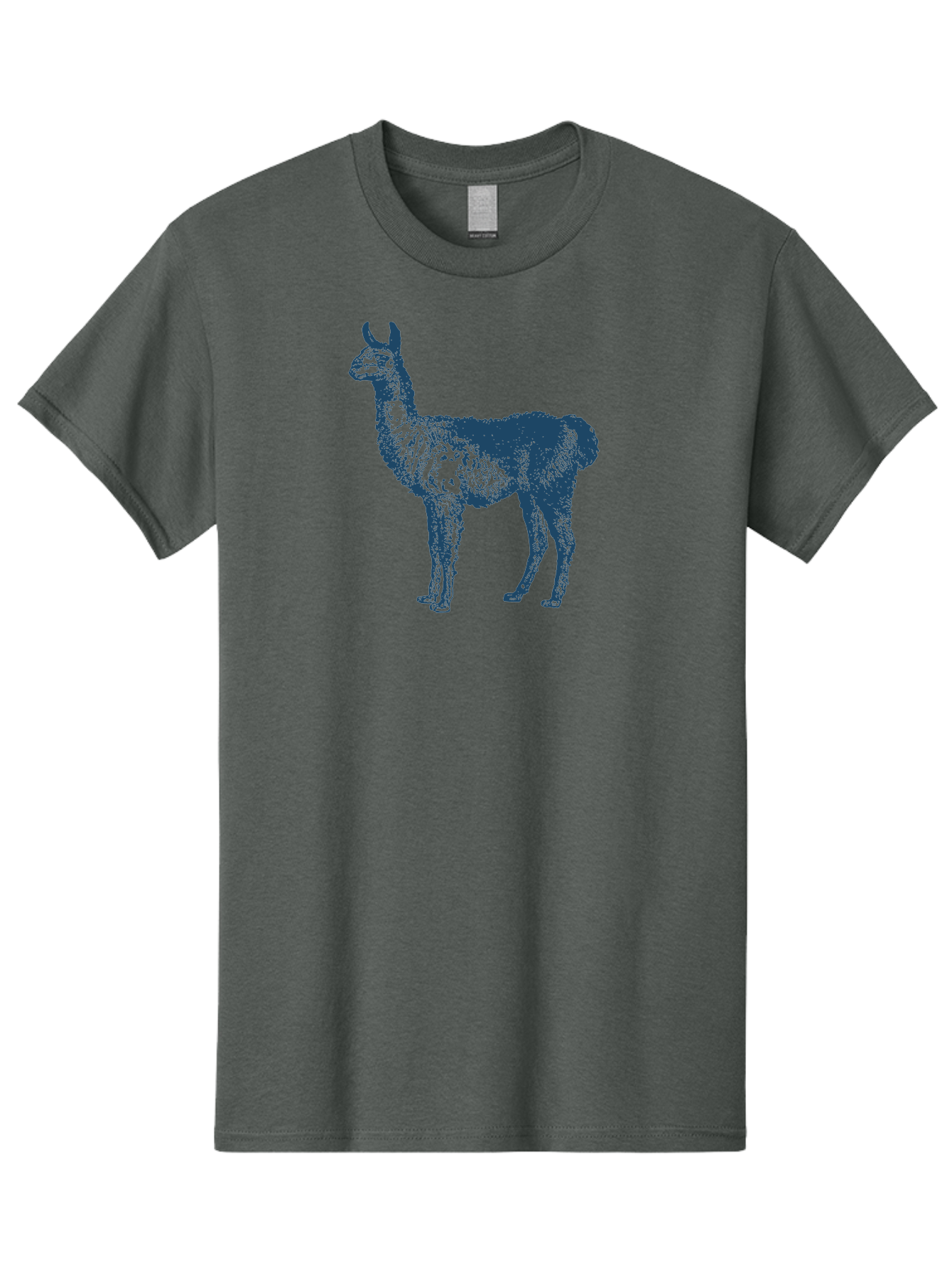 Llama Men'S Graphic Tee, 100% Cotton, Comfortable Casual Summer Wear, Machine Washable, Llama Illustration, Furry Animal, Camelid Species, Wildlife Art, Graphic Design, Modern Style, Pointillism, Blue Tones Aae460