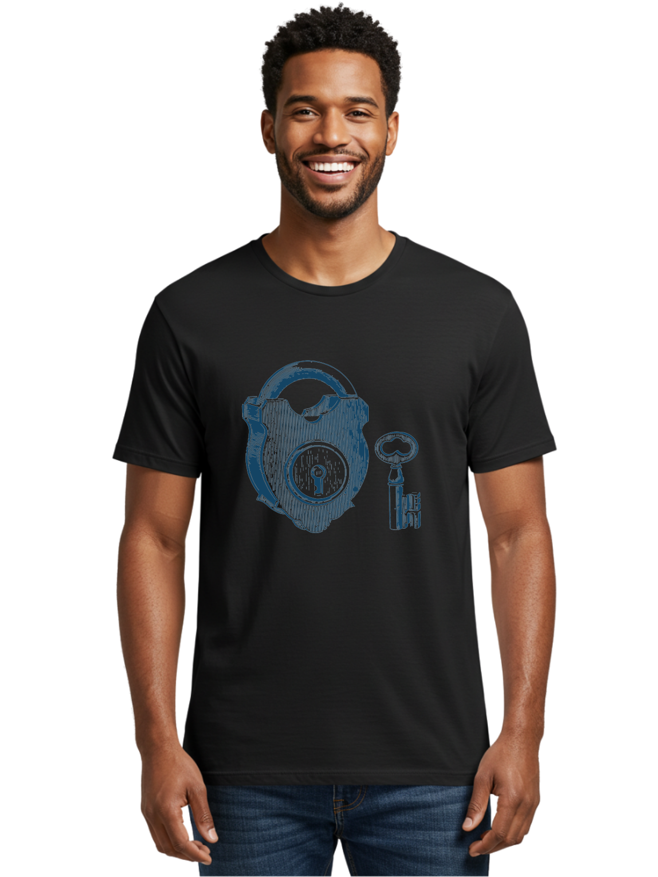 Lock Men'S Graphic Tee, 100% Cotton, Comfortable Casual Summer Wear, Machine Washable, Padlock With Key, Security Symbol, Protection, Safety, Lock And Key Mechanism, Access Control, Secure Lock Aae461