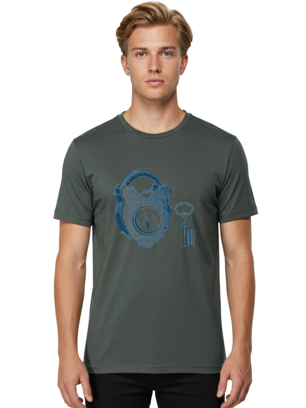 Lock Men'S Graphic Tee, 100% Cotton, Comfortable Casual Summer Wear, Machine Washable, Padlock With Key, Security Symbol, Protection, Safety, Lock And Key Mechanism, Access Control, Secure Lock Aae461