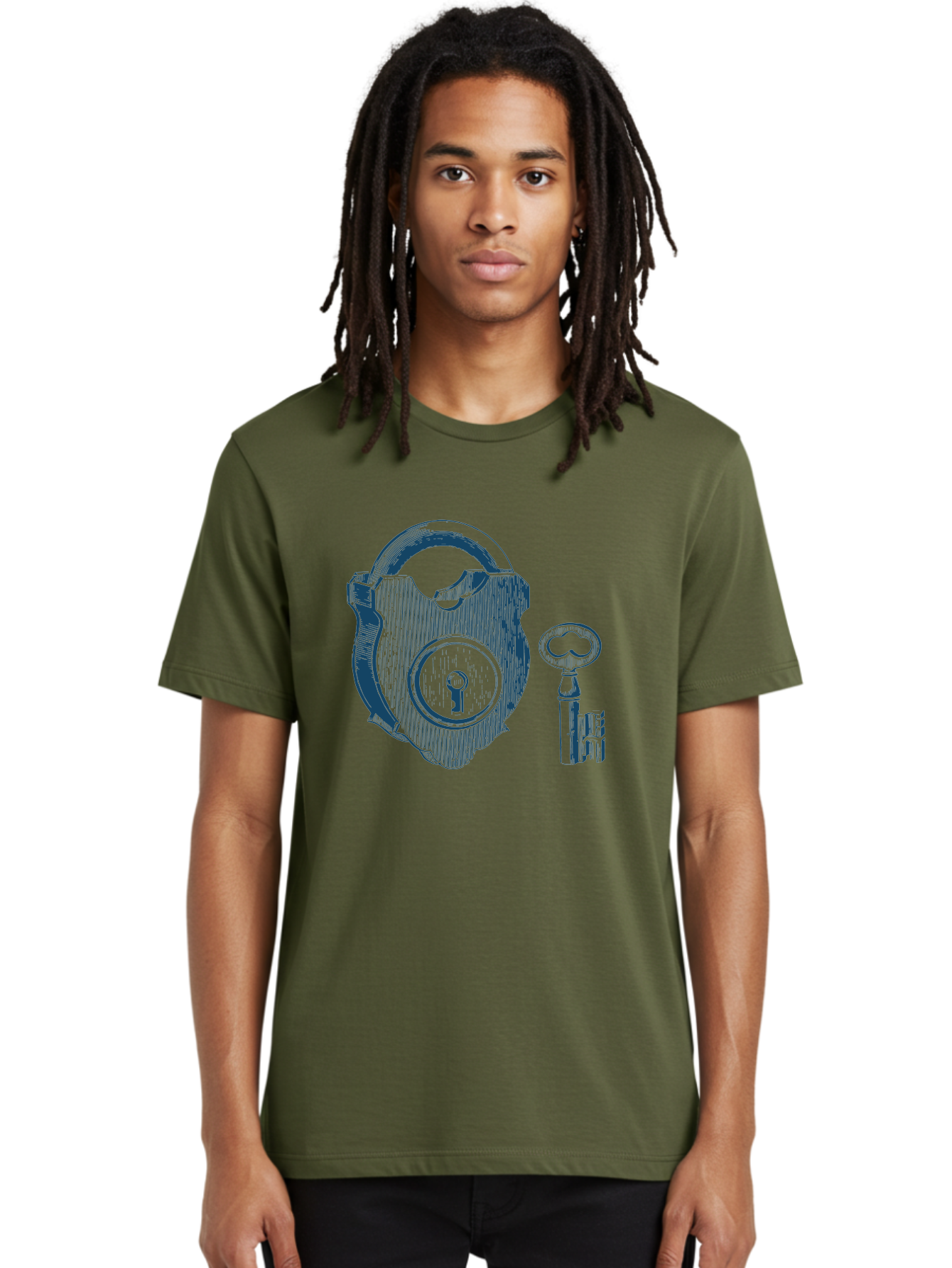 Lock Men'S Graphic Tee, 100% Cotton, Comfortable Casual Summer Wear, Machine Washable, Padlock With Key, Security Symbol, Protection, Safety, Lock And Key Mechanism, Access Control, Secure Lock Aae461