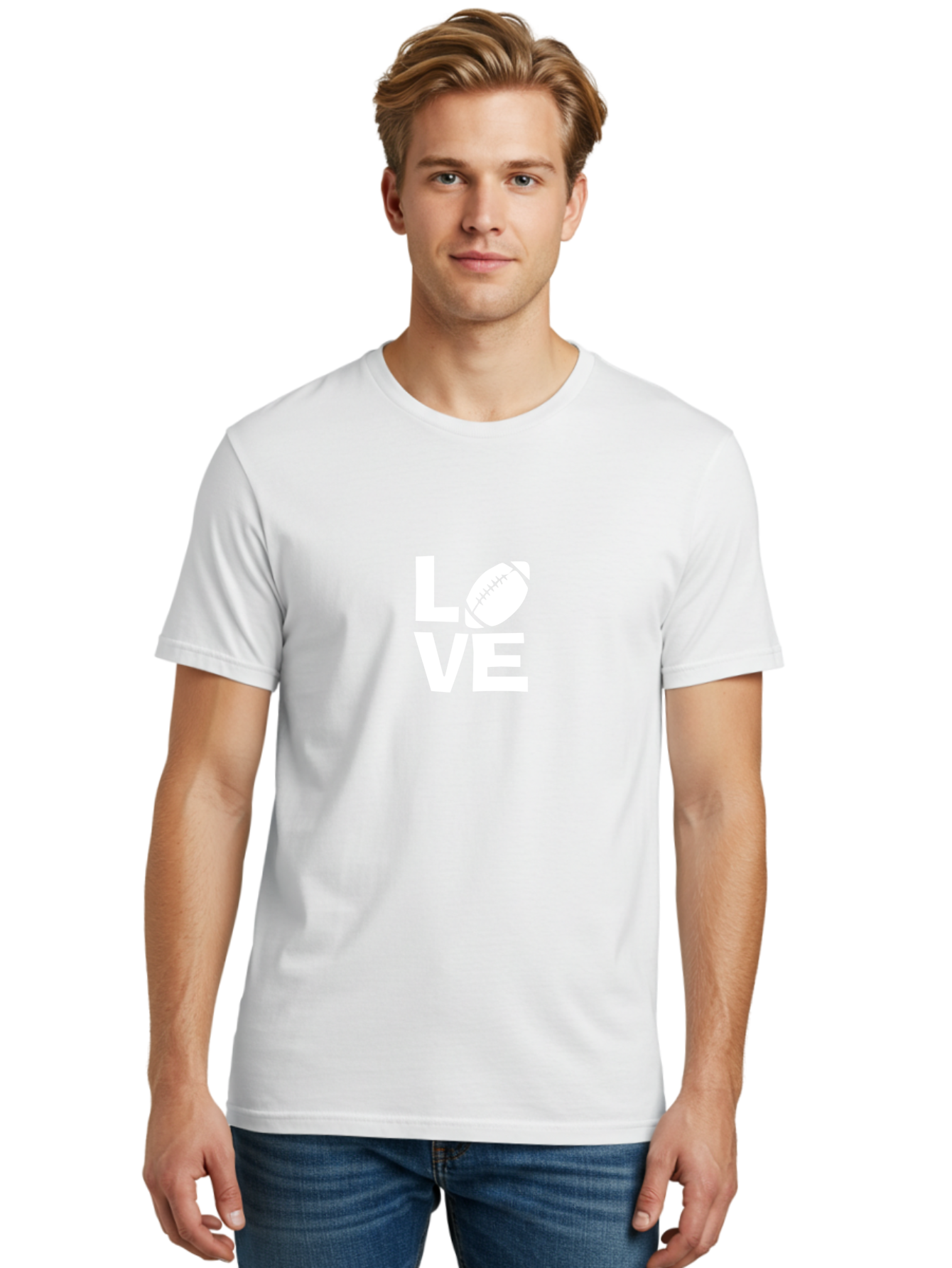 Love Men'S Graphic Tee, 100% Cotton, Comfortable Casual Summer Wear, Machine Washable, Love Football, Passion For Sports, Football Lover, Sports Enthusiasm, Love Sports, Football Fan Aae464