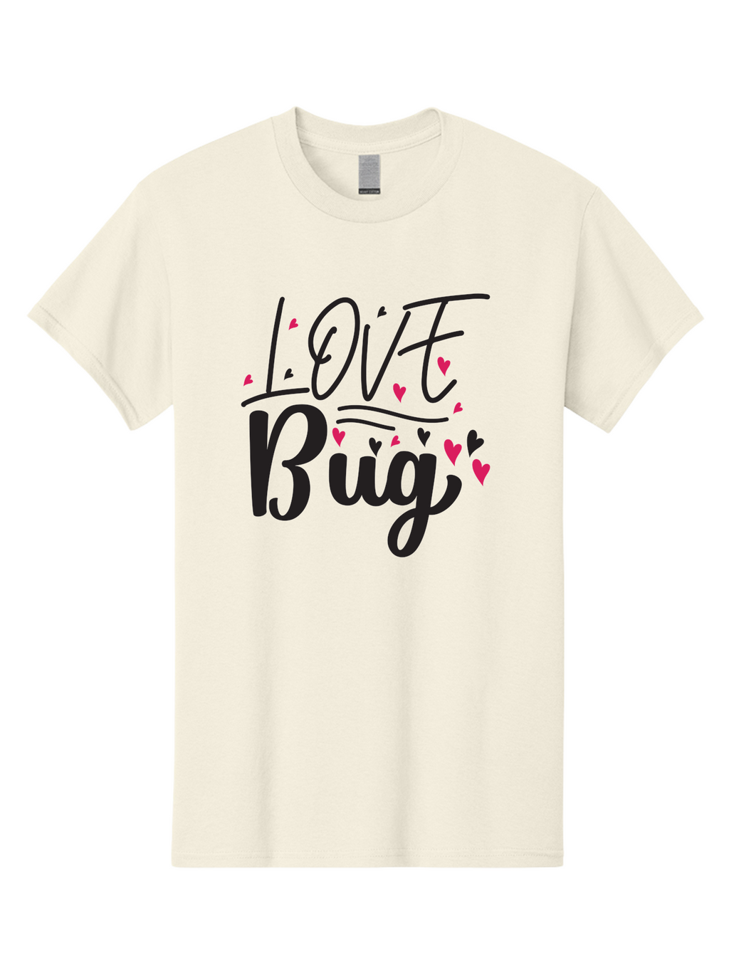 Love Bug Men'S Graphic Tee, 100% Cotton, Comfortable Casual Summer Wear, Machine Washable, Love Bug, Cute Typography, Hand Drawn Hearts, Pink Hearts, Valentines Day, Romance, Lovely, Charming Aae465