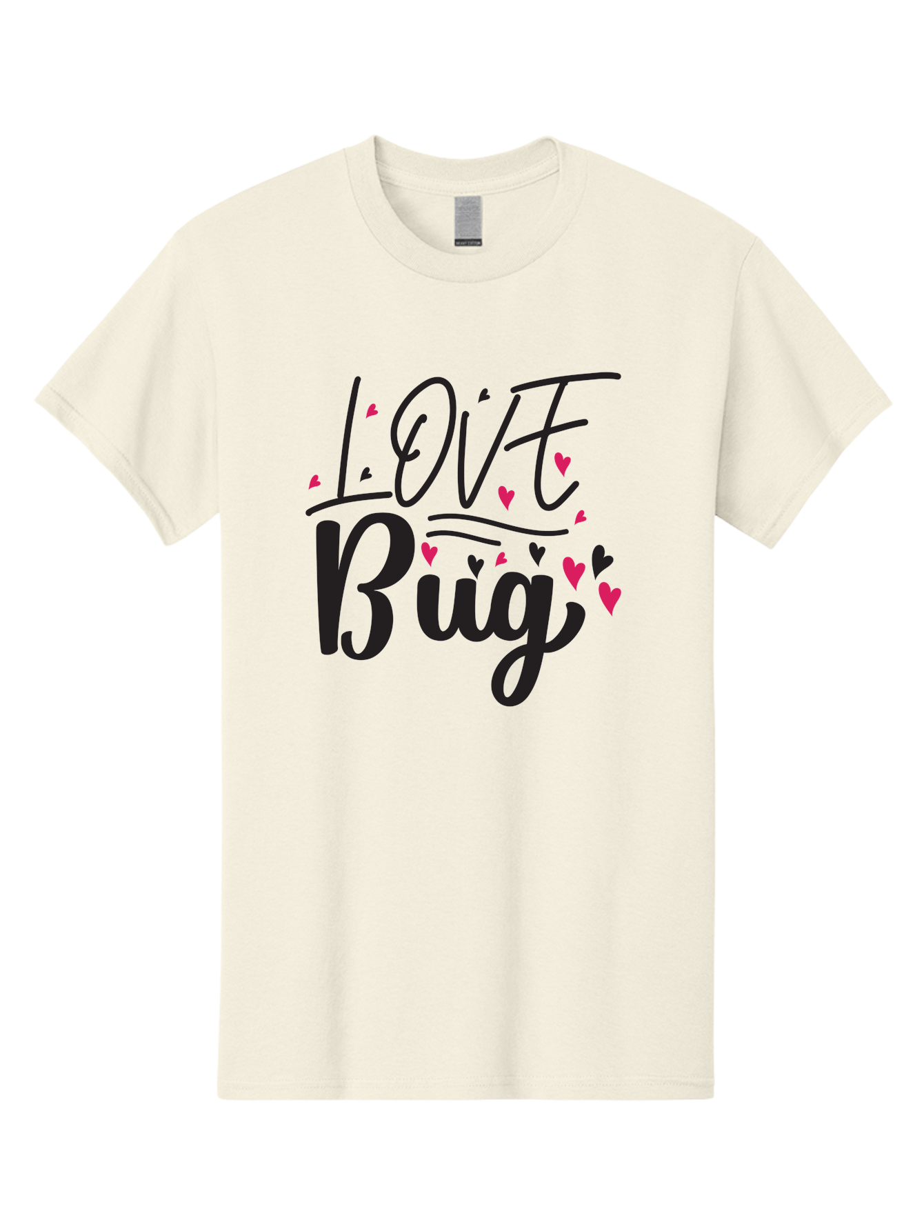Love Bug Men'S Graphic Tee, 100% Cotton, Comfortable Casual Summer Wear, Machine Washable, Love Bug, Cute Typography, Hand Drawn Hearts, Pink Hearts, Valentines Day, Romance, Lovely, Charming Aae465