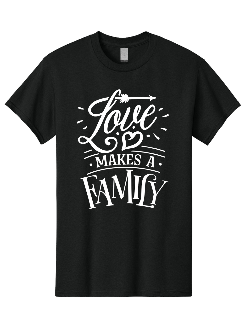 Love Makes A Family - White Men'S Graphic Tee, 100% Cotton, Comfortable Casual Summer Wear, Machine Washable, Love Makes Family, Family Love, Heartwarming Quote, Inspirational Quote, Family Bonding, Love Is Everything, Typography Art, Aae472