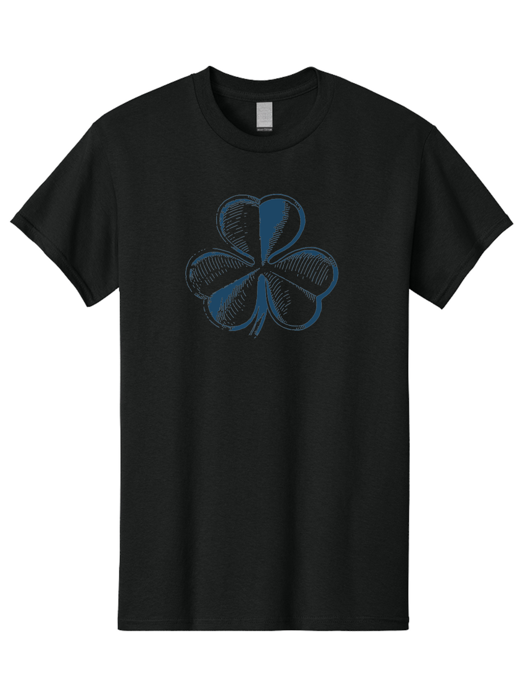 Lucky-Leaf Men'S Graphic Tee, 100% Cotton, Comfortable Casual Summer Wear, Machine Washable, Four Leaf Clover, Good Luck Charm, Irish Heritage, St. Patrick'S Day Symbol, Rare Leaf, Sketch Art, Blue Illustration, Heart-Shaped Leaves Aae477
