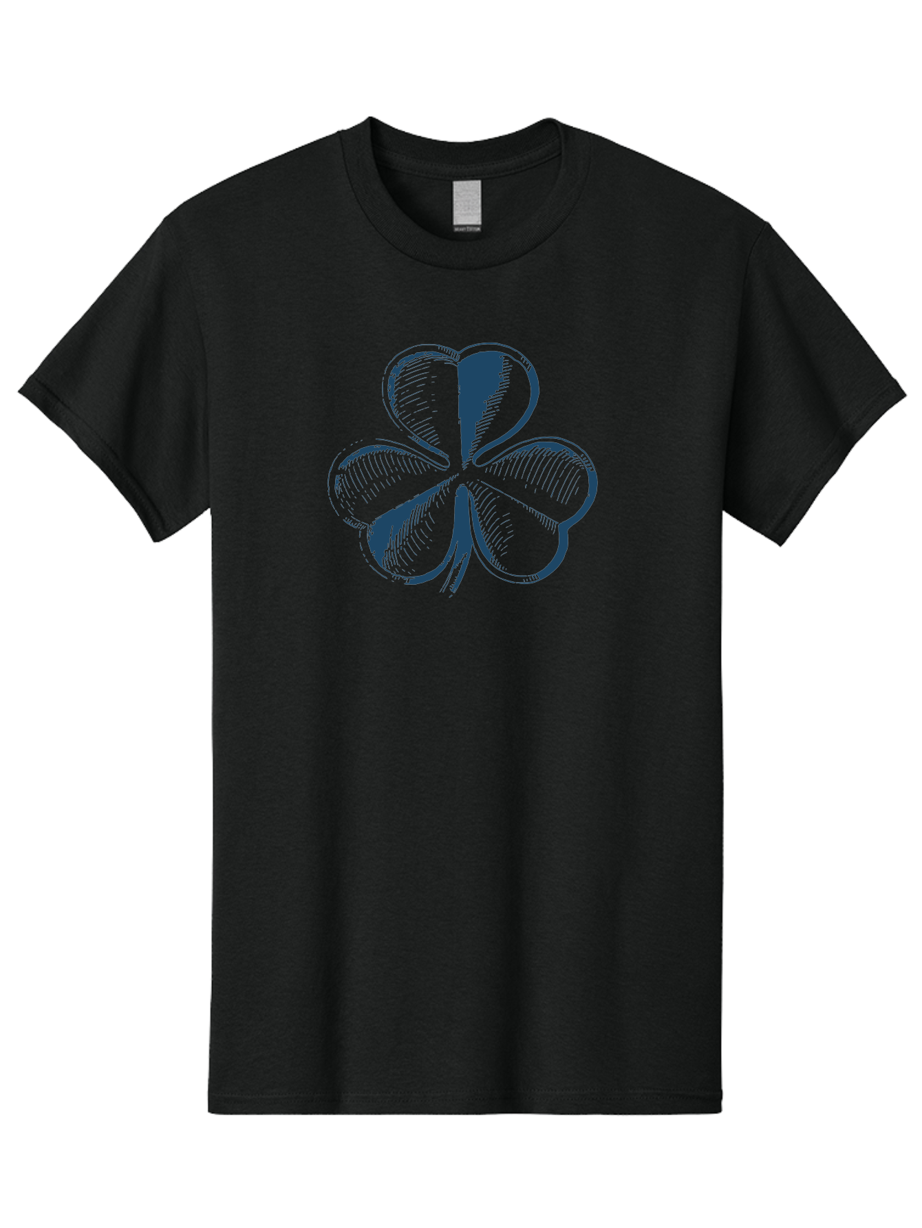 Lucky-Leaf Men'S Graphic Tee, 100% Cotton, Comfortable Casual Summer Wear, Machine Washable, Four Leaf Clover, Good Luck Charm, Irish Heritage, St. Patrick'S Day Symbol, Rare Leaf, Sketch Art, Blue Illustration, Heart-Shaped Leaves Aae477