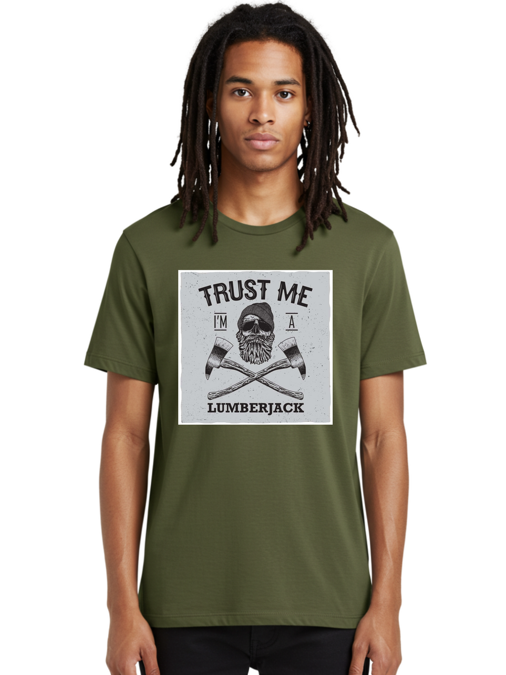 Lumberjack Skull 2 Men'S Graphic Tee, 100% Cotton, Comfortable Casual Summer Wear, Machine Washable, Skull With Beard, Lumberjack Illustration, Crossed Axes, Vintage Graphics, Dark Art, Skull Art, Axe Illustration, Timber Industry, Aae479