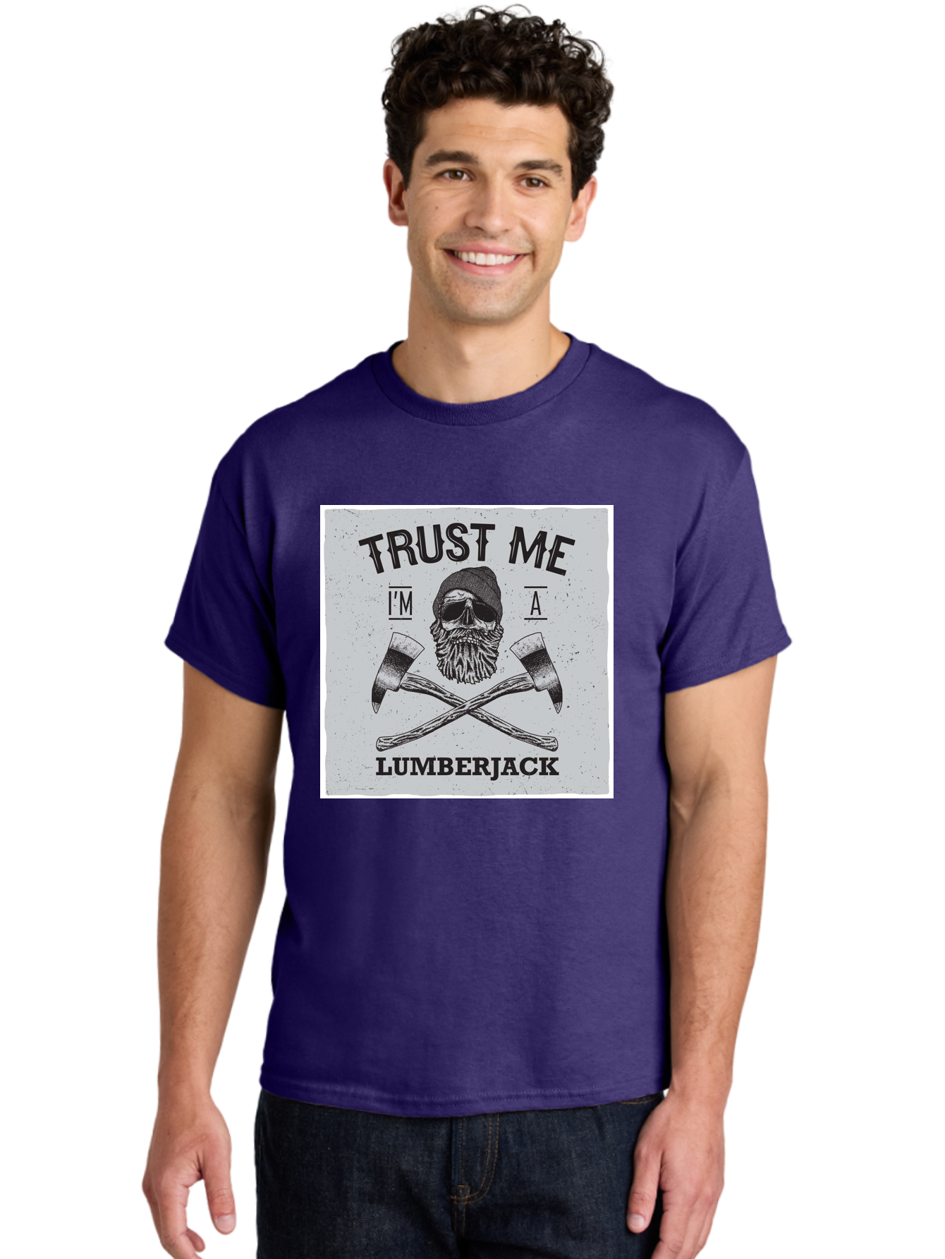 Lumberjack Skull 2 Men'S Graphic Tee, 100% Cotton, Comfortable Casual Summer Wear, Machine Washable, Skull With Beard, Lumberjack Illustration, Crossed Axes, Vintage Graphics, Dark Art, Skull Art, Axe Illustration, Timber Industry, Aae479