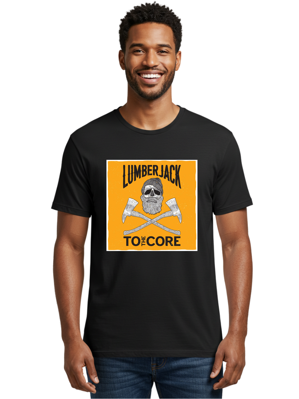 Lumberjack Skull 3 Men'S Graphic Tee, 100% Cotton, Comfortable Casual Summer Wear, Machine Washable, Lumberjack Skull, Crossed Axes, Woodcutting, Forestry, Rugged Outdoors, Timber Industry, Axe Throwing, Bearded Lumberjack, Skull With Hat Aae480