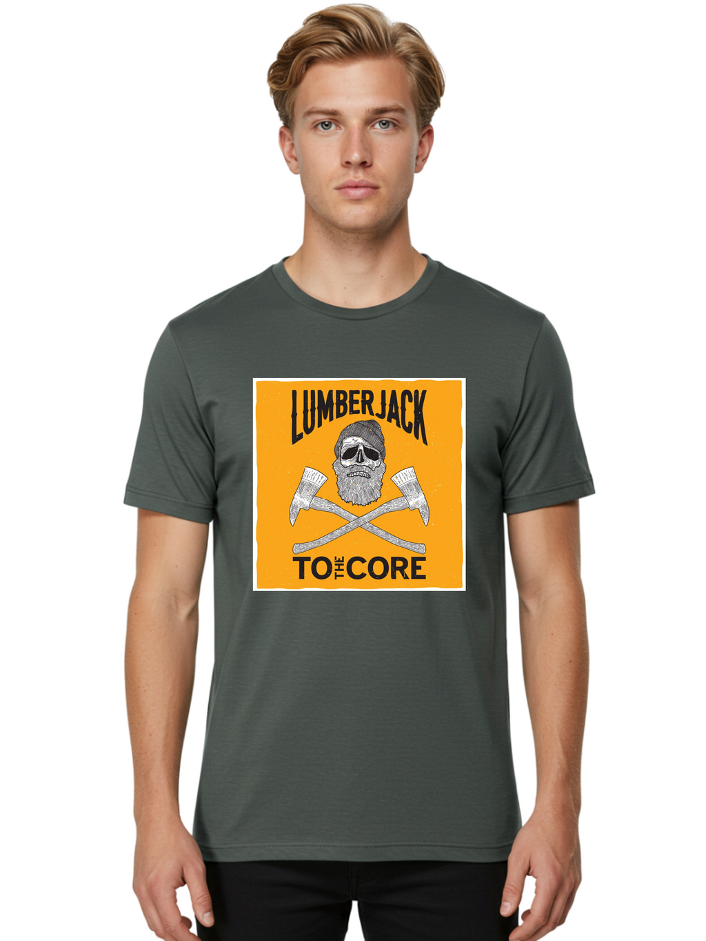 Lumberjack Skull 3 Men'S Graphic Tee, 100% Cotton, Comfortable Casual Summer Wear, Machine Washable, Lumberjack Skull, Crossed Axes, Woodcutting, Forestry, Rugged Outdoors, Timber Industry, Axe Throwing, Bearded Lumberjack, Skull With Hat Aae480