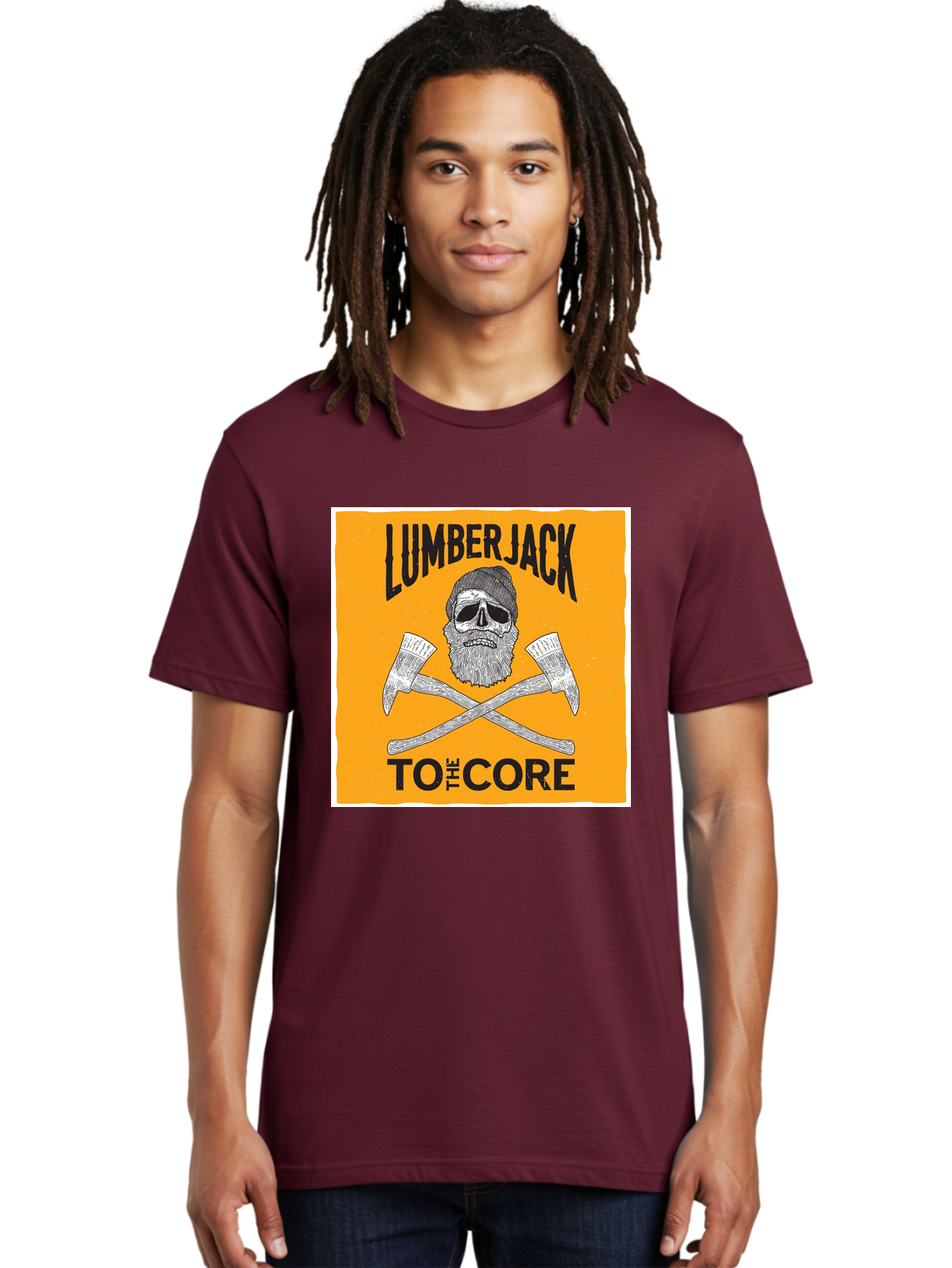 Lumberjack Skull 3 Men'S Graphic Tee, 100% Cotton, Comfortable Casual Summer Wear, Machine Washable, Lumberjack Skull, Crossed Axes, Woodcutting, Forestry, Rugged Outdoors, Timber Industry, Axe Throwing, Bearded Lumberjack, Skull With Hat Aae480