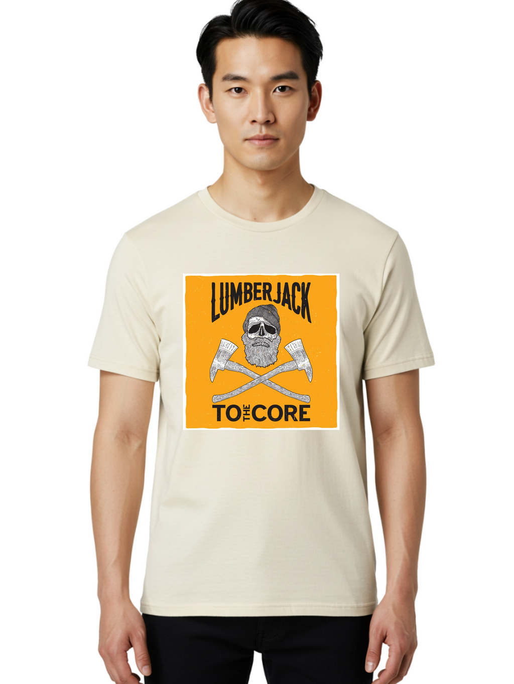 Lumberjack Skull 3 Men'S Graphic Tee, 100% Cotton, Comfortable Casual Summer Wear, Machine Washable, Lumberjack Skull, Crossed Axes, Woodcutting, Forestry, Rugged Outdoors, Timber Industry, Axe Throwing, Bearded Lumberjack, Skull With Hat Aae480