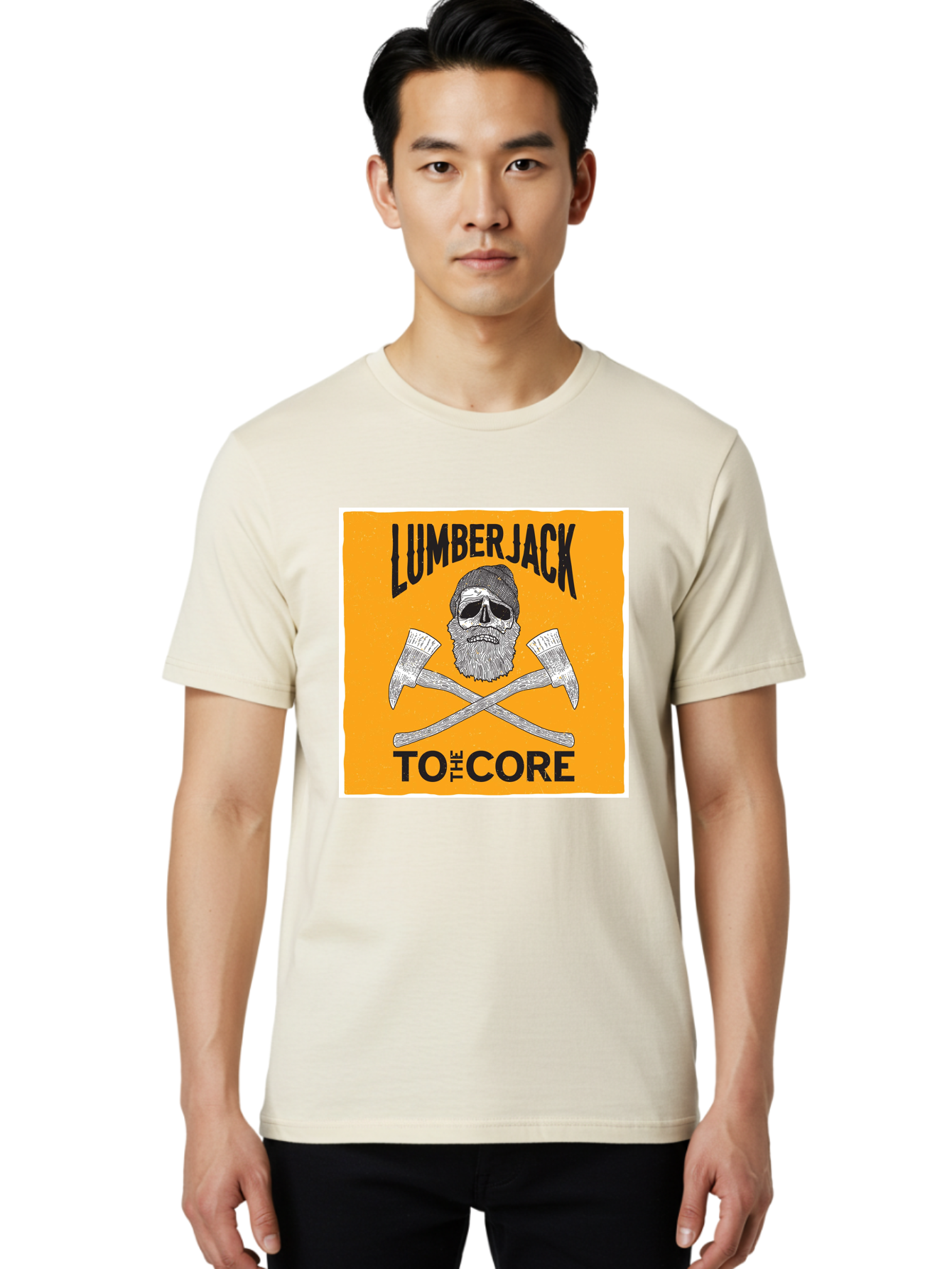 Lumberjack Skull 3 Men'S Graphic Tee, 100% Cotton, Comfortable Casual Summer Wear, Machine Washable, Lumberjack Skull, Crossed Axes, Woodcutting, Forestry, Rugged Outdoors, Timber Industry, Axe Throwing, Bearded Lumberjack, Skull With Hat Aae480