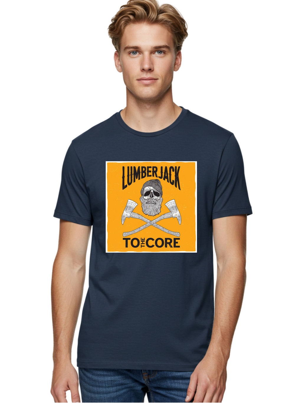 Lumberjack Skull 3 Men'S Graphic Tee, 100% Cotton, Comfortable Casual Summer Wear, Machine Washable, Lumberjack Skull, Crossed Axes, Woodcutting, Forestry, Rugged Outdoors, Timber Industry, Axe Throwing, Bearded Lumberjack, Skull With Hat Aae480