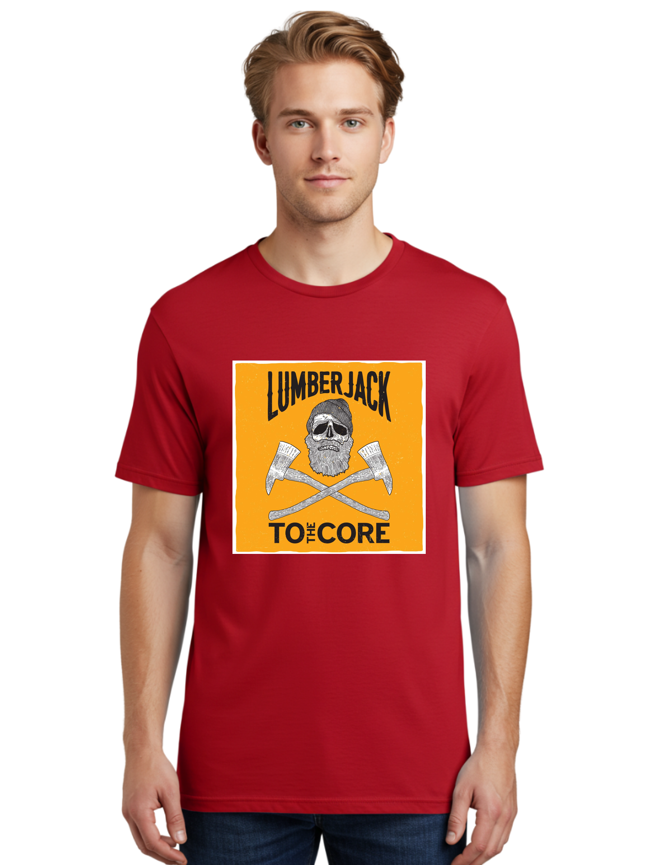 Lumberjack Skull 3 Men'S Graphic Tee, 100% Cotton, Comfortable Casual Summer Wear, Machine Washable, Lumberjack Skull, Crossed Axes, Woodcutting, Forestry, Rugged Outdoors, Timber Industry, Axe Throwing, Bearded Lumberjack, Skull With Hat Aae480
