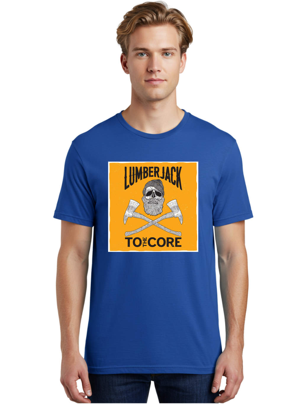 Lumberjack Skull 3 Men'S Graphic Tee, 100% Cotton, Comfortable Casual Summer Wear, Machine Washable, Lumberjack Skull, Crossed Axes, Woodcutting, Forestry, Rugged Outdoors, Timber Industry, Axe Throwing, Bearded Lumberjack, Skull With Hat Aae480