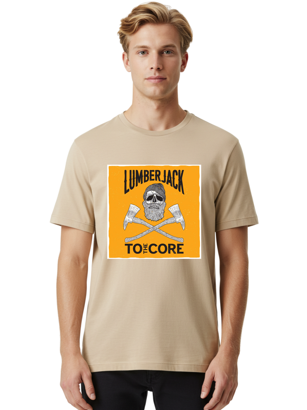 Lumberjack Skull 3 Men'S Graphic Tee, 100% Cotton, Comfortable Casual Summer Wear, Machine Washable, Lumberjack Skull, Crossed Axes, Woodcutting, Forestry, Rugged Outdoors, Timber Industry, Axe Throwing, Bearded Lumberjack, Skull With Hat Aae480