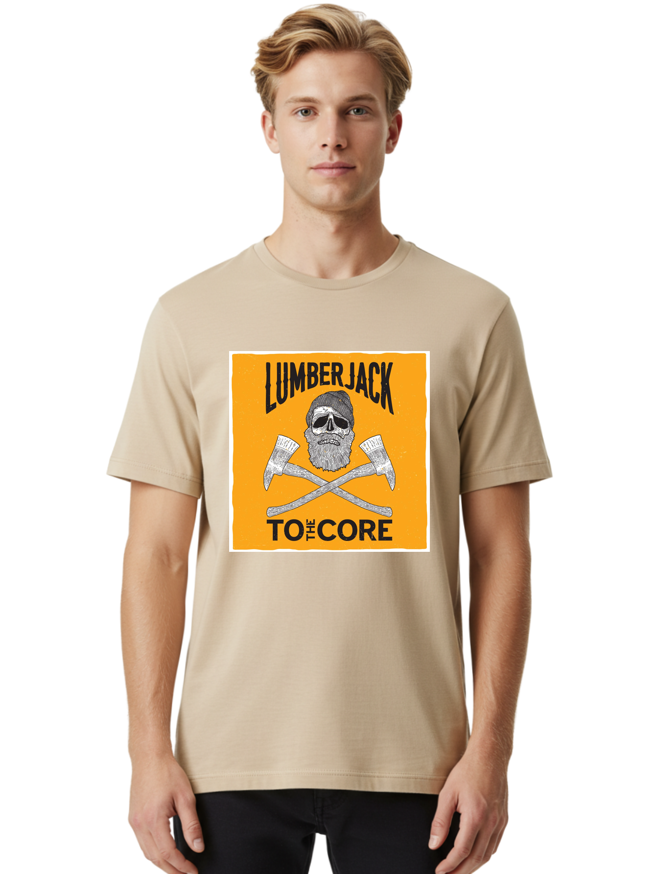 Lumberjack Skull 3 Men'S Graphic Tee, 100% Cotton, Comfortable Casual Summer Wear, Machine Washable, Lumberjack Skull, Crossed Axes, Woodcutting, Forestry, Rugged Outdoors, Timber Industry, Axe Throwing, Bearded Lumberjack, Skull With Hat Aae480