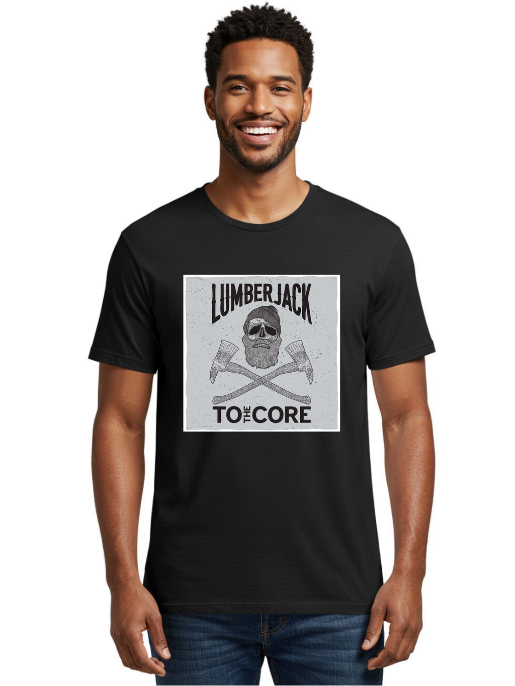 Lumberjack Skull 4 Men'S Graphic Tee, 100% Cotton, Comfortable Casual Summer Wear, Machine Washable, Lumberjack, Skull And Crossbones, Axe, Bearded Skull, Lumberjack Theme, Woodsman, Logging, Vintage, Grunge, Skull Art, Bold Typography Aae481