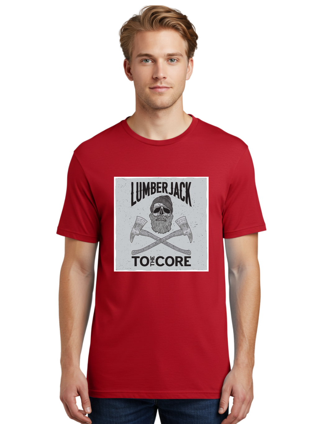 Lumberjack Skull 4 Men'S Graphic Tee, 100% Cotton, Comfortable Casual Summer Wear, Machine Washable, Lumberjack, Skull And Crossbones, Axe, Bearded Skull, Lumberjack Theme, Woodsman, Logging, Vintage, Grunge, Skull Art, Bold Typography Aae481