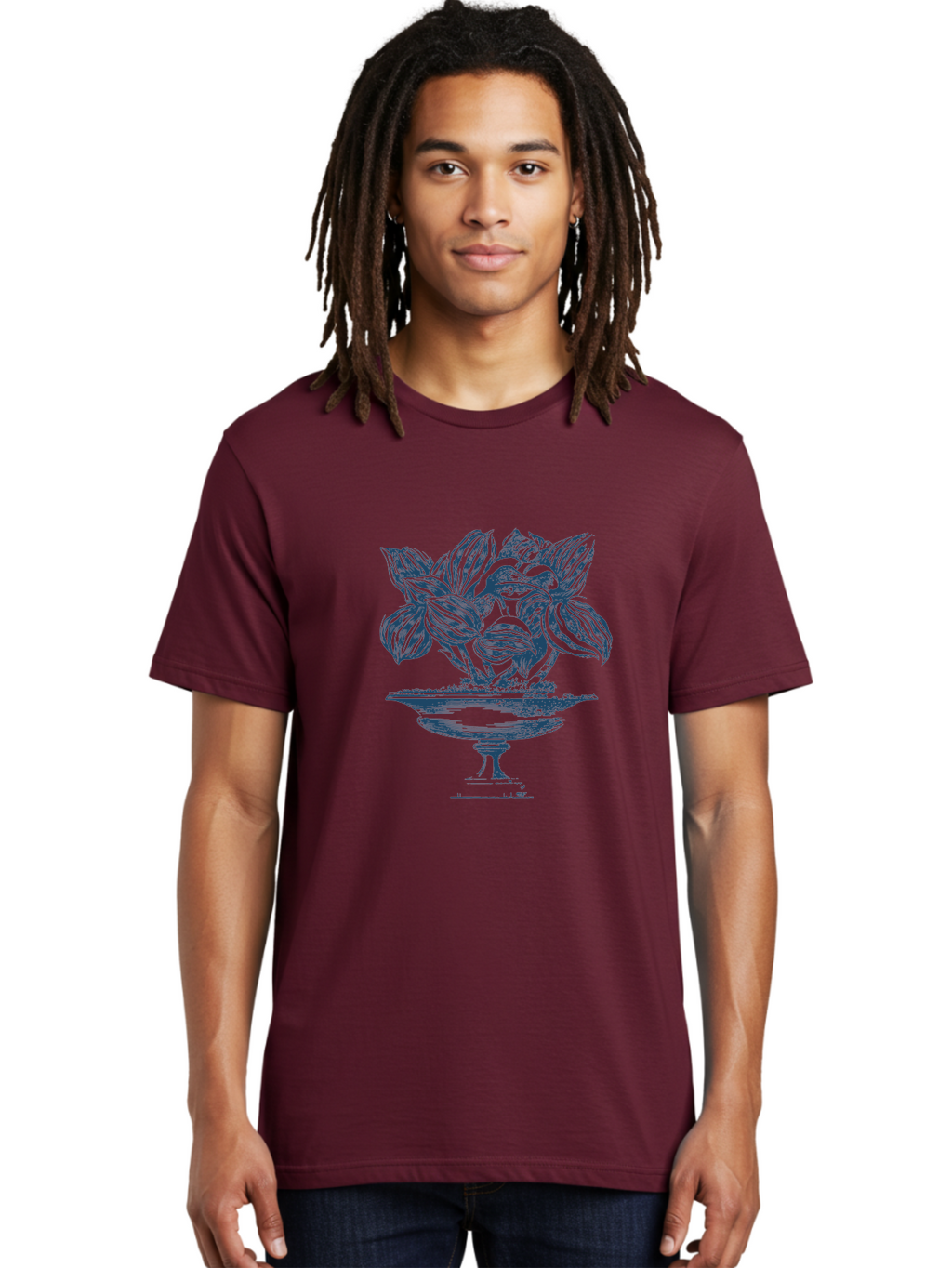 Lush Leaf Planter Men'S Graphic Tee, 100% Cotton, Comfortable Casual Summer Wear, Machine Washable, Cocoa Pods, Tropical Fruit, Exotic Plants, Botanical Illustration, Cocoa Beans, Luxurious Decor, Elegant Vase, Stylish Artwork, Modern Design Aae482