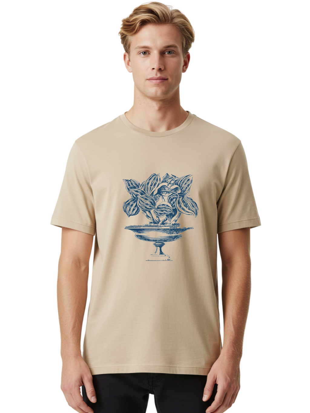 Lush Leaf Planter Men'S Graphic Tee, 100% Cotton, Comfortable Casual Summer Wear, Machine Washable, Cocoa Pods, Tropical Fruit, Exotic Plants, Botanical Illustration, Cocoa Beans, Luxurious Decor, Elegant Vase, Stylish Artwork, Modern Design Aae482