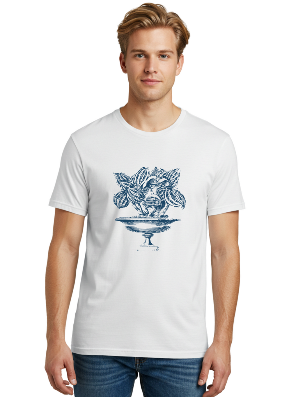 Lush Leaf Planter Men'S Graphic Tee, 100% Cotton, Comfortable Casual Summer Wear, Machine Washable, Cocoa Pods, Tropical Fruit, Exotic Plants, Botanical Illustration, Cocoa Beans, Luxurious Decor, Elegant Vase, Stylish Artwork, Modern Design Aae482