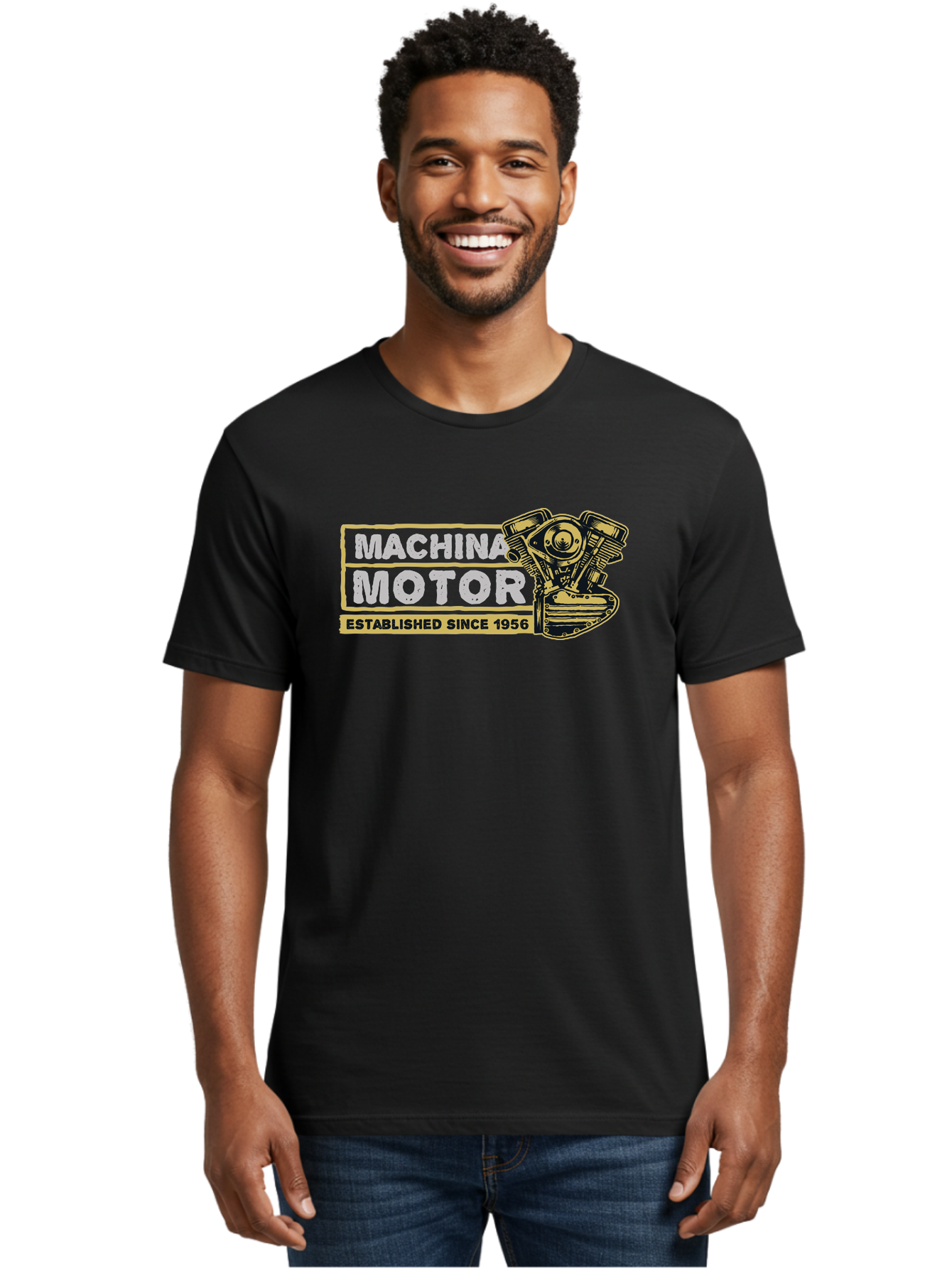 Machina Motor Men'S Graphic Tee, 100% Cotton, Comfortable Casual Summer Wear, Machine Washable, Vintage Engine, Motor Machinery, Classic Automobile Parts, Established Since 1956, Motor Vehicle Engine, Mechanical Components, Vintage Car Parts, Aae483