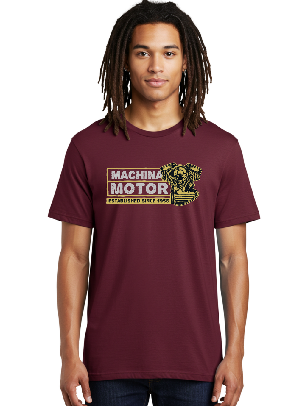 Machina Motor Men'S Graphic Tee, 100% Cotton, Comfortable Casual Summer Wear, Machine Washable, Vintage Engine, Motor Machinery, Classic Automobile Parts, Established Since 1956, Motor Vehicle Engine, Mechanical Components, Vintage Car Parts, Aae483