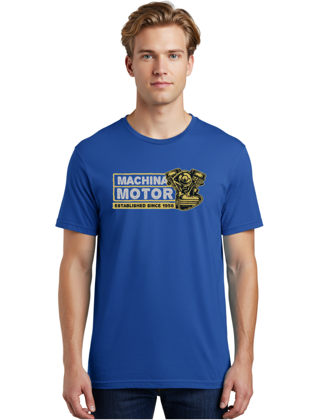 Machina Motor Men'S Graphic Tee, 100% Cotton, Comfortable Casual Summer Wear, Machine Washable, Vintage Engine, Motor Machinery, Classic Automobile Parts, Established Since 1956, Motor Vehicle Engine, Mechanical Components, Vintage Car Parts, Aae483